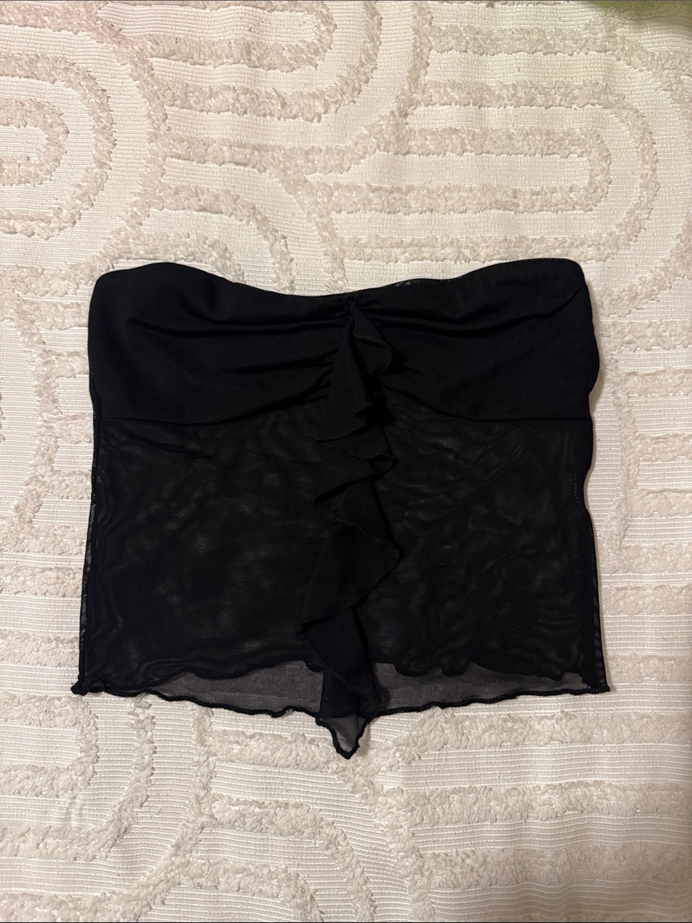 Strapless Ruffle Sheer Bustier Top